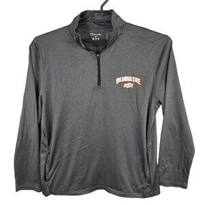 Mens Champion Gray & Orange Oklahoma State Cowboys 1/4 Zip Pullover Polyester XL